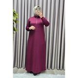 Elmas Tesettür Kadın Giyim Kristal Fermuarlı Elbise - Bordo - 52