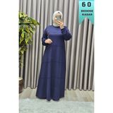 Elmas Tesettür Kadın Tesettür Büyük Beden Giyim Nervür Elbise Lacivert 4XL BEN2139