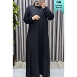 Elmas Tesettür Kadın Tesettür Giyim Büyük Beden Çimalı Elbise - Siyah - 4XL