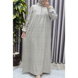 Elmas Tesettür Kadın Tesettür Giyim Büyük Beden Çıtır Desen Tam Robalı Elbise - Bej - 6XL