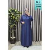 Elmas Tesettür Kadın Tesettür Giyim Büyük Beden Kare Yaka Robalı Lina Elbise Lacivert 2XL FER8408-9