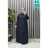 Elmas Tesettür Kadın Tesettür Giyim Büyük Beden Kare Yaka Robalı Lina Elbise Siyah 2XL FER8408-9