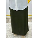 Elmas Tesettür Kadın Tesettür Giyim Büyük Beden Ottoman Etek - Haki - 60