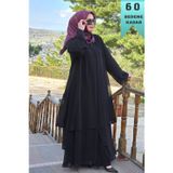 Elmas Tesettür Kadın Tesettür Giyim Büyük Beden Üç Katlı Astarlı Abaya Ferace