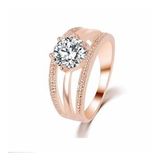 ELMAS ZİRKON ROSE GOLD KAPLAMA ANELLİ ÇİÇEK YÜZÜK 8 (48mm)