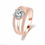 Elmas Zirkon Rose Gold Kaplama Anelli Çiçek Yüzük