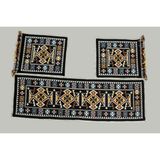 Elmass 3'lü Oto Koltuk Kilim Set - Ergonomik Destekli Siyah Yıkanabilir Çift Taraflı Pamuk ve Akrilik