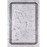 Elmet Gri Çerçeveli Modern Geometrik Etnik Desenli Boho Makinada Yıkanabilir Hafif Hav Toz Vermez Leke Tutmaz Kaymaz Taban Dijital Makine Baskı Halı Oturma Odası Salon Yolluk Koridor Mutfak Halısı