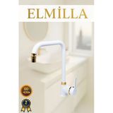 ELMİLLA Beyaz Gold Armut Köşe Evye Bataryası Musluğu Oynar Başlıklı