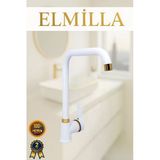 ELMİLLA Beyaz Gold Armut Köşe Evye Bataryası Musluğu