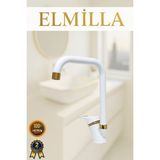 ELMİLLA Beyaz Gold Mix Köşe Evye Bataryası Musluğu