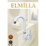 Elmilla Beyaz Krom Armut Delta Kol Baston Borulu Banyo Lavabo Bataryası Çeşmesi Musluğu Çift Su Girişli