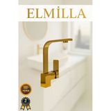 Elmilla Gold Kare Borulu Lavabo Bataryası Musluğu