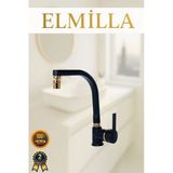 ELMİLLA Siyah Gold Armut Balık Sırtı Evye Bataryası Musluğu Oynar Başlıklı