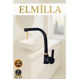 ELMİLLA Siyah Gold Armut Balık Sırtı Evye Bataryası Musluğu