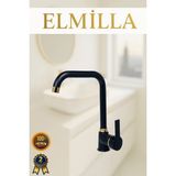 ELMİLLA Siyah Gold Armut Köşe Evye Bataryası Musluğu