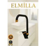 ELMİLLA Siyah Gold Mix Köşe Evye Bataryası Musluğu