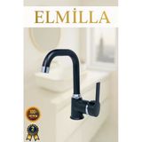 Elmilla Siyah Krom Armut Delta Kol Köşe Borulu Banyo Lavabo Bataryası Çeşmesi Musluğu Çift Su Girişli