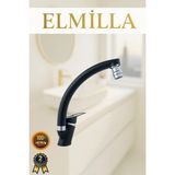 ELMİLLA Siyah Krom Mix Kuğu Evye Bataryası Musluğu Oynar Başlıklı