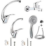 Elmina Armatür Banyo Lavabo Mutfak Bataryası Çeşmesi Musluğu Duş Başlıgı 4'lü Ful Set