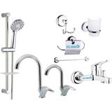Elmina Armatür Sürgülü Duş - Banyo - Lavabo - Mutfak Bataryası Musluğu Çeşmesi Full Set Daphne