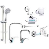 Elmina Armatür Sürgülü Duş - Lavabo - Mutfak - Banyo Bataryası Musluğu Full Set