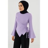 ELMODA Lila Rengi Yan Bağcık detaylı Sendy Bluz