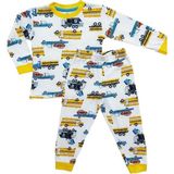 *elmp Araba Desenli %100 Pamuk Erkek Çocuk Pijama Takımı 1-5 Yaş 3000 - 1 - 2 Yaş - Ekru