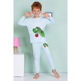 Elmp Dinazor Desenli %100 Pamuk Erkek Çocuk Pijama Takımı 1-13 Yaş 3065 - 4 - 5 Yaş - Mavi