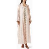 Elna Line Çiçek Desenli Abaya Şıklığı ile Yenilikçi Tasarım ve Zarif Hareketlilik - Açık Pembe - 55