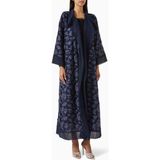 Elna Line Şıklığı ve Rahatlığı Bir Araya Getiren Dantel Detaylı Chiffon Abaya Modeli - Lacivert - 55