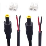 ELNONE 2 adet 18 AWG DC güç 5.5mm x 2.5mm varil erkek fiş konnektörü pigtail kablo ile 2 konumlu bahar tel konektörü LED şerit ışık, güvenlik kamerası