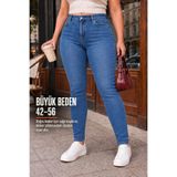 ELONİ Kadın Büyük Beden Dar Paça Esnek Slim Fit Rahat Kalıp Kot Pantolon Jean 42-56