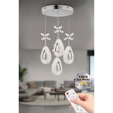 Elora Home Rain Model 4'lü Gümüş 3 Renk Modu Ledli Kristal Taşlı Modern Salon Mutfak Oturma Odası Led Avize