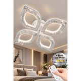 Elora Home Yaprak Model Beyaz 4"lü Ledli 3 Renk Modu Kristal Salon Mutfak Yatak Çocuk Odası Avize
