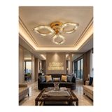 Elora Home Yaprak Model Gold 3"lü Ledli 3 Renk Modu Kristal Salon Mutfak Yatak Çocuk Odası Avize