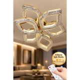 Elora Home Yaprak Model Gold 6"lı Ledli 3 Renk Modu Kristal Salon Mutfak Yatak Çocuk Odası Avize