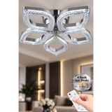 Elora Home Yaprak Model Gümüş 5"li Ledli 3 Renk Modu Kristal Salon Mutfak Yatak Çocuk Odası Avize
