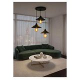 Elora Home Zenova Model Siyah 3"lü Yemek Masası Oturma Çocuk Yatak Odası Modern Ledli Avize