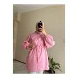 ELORİA H.A.Y Hakim Yaka Dantel Detaylı Tesettür Gömlek- PEMBE