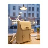 Elory Grace Kadın Krem Vintage Kapaklı Sırt Çantası - Okul, Laptop ve Günlük Kullanım Suni Deri Çanta