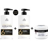 Elose Keratin 1000 ml Saç Bakım Kremi + Keratin 1000 ml Saç Bakım Şampuanı + Hızlı Emilen 300 ml El ve Yüz Kremi