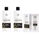 Elose Maxipure Keratin 1000 ml Tuzsuz Saç Bakım Şampuanı + Elose Maxipure Keratin 1000 ml Saç Bakım Kremi + Maxicare Spf 50+ Çok Güçlü 100 gr Güneş Koruma Kremi