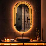 Eloura Led'li Lazer Kumlamalı Lavabo & Banyo Aynası (Dokunmatik Sensörlü) amber led'li 70 x 40