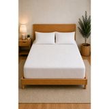 Elovias Fitted Bazalı Sıvı Geçirmez Yatak Alezi ve 2'li Yastık Alez Koruyucusu Beyaz | Tek-Çift Kişilik - 200 x 200 cm
