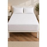 Elovias Sıvı Geçirmez Fitted Bazalı Honeycomb Desenli Yatak Alez Seti | Fitted Bazalı Alez ve 2'li Yastık Alez Koruyucusu Beyaz | Tek Kişilik - Çift Kişilik - 120 x 200 cm