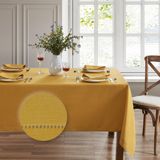Elrene Home Fashions Alison Hemstitch Bordür Kumaş Masa Örtüsü, 152 cm x 213 cm Dikdörtgen, Altın Sarı
