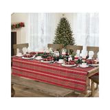 Elrene Home Fashions Parıltılı Ekose Tatil Kumaşı Masa Örtüsü, 132 cm x 132 cm, Kırmızı