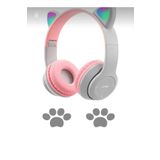 ELROND Gri Renk Kedi Kulağı Kablosuz Rengarenk Işıklı Buetooth Rgb Çocuk Oyuncu Kulaklık Üstün Performans