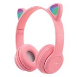 ELROND Kedi Pembe Bluetooth Kulaklık Kablosuz Kulaklık Çocuk Oyuncu Led Işıklı